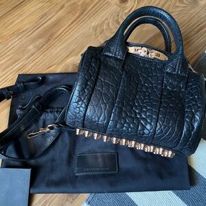 Alexander Wang Black and Gold Mini Bag with Textured Leather